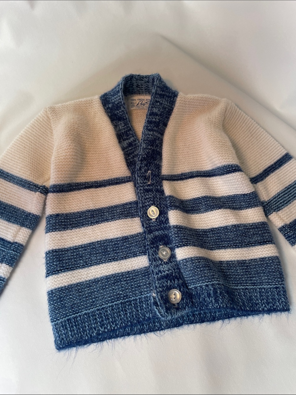 Kids Blue & Cream Striped Button-Front Cardigan Jacket